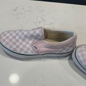 Vans Kids Pink and White Checkered Slip-On Sneakers